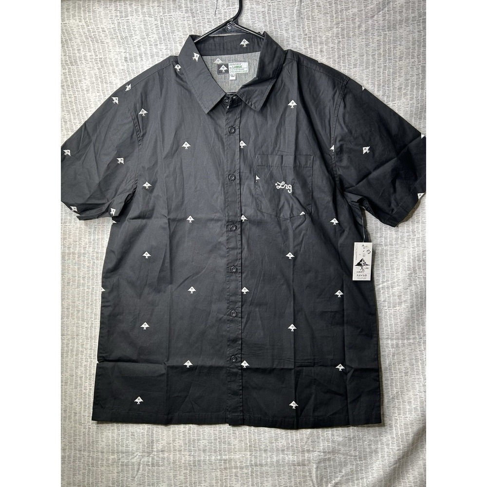 LRG Lifted Research Group Men's Button Down Shirt Black Size Small Y2K